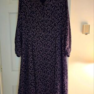 Elegant Black and Pink Floral Dress